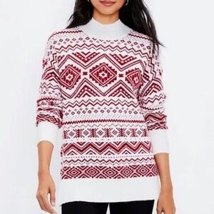 Loft‎ Petite Snowflake Fair Isle Tunic Sweater plus size XXLP